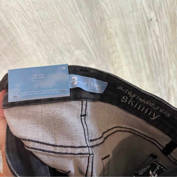 7 For All Mankind High Waist Ankle Skinny Jeans Stretch Washed Black $189 NWT 26 - Picture 11 of 11